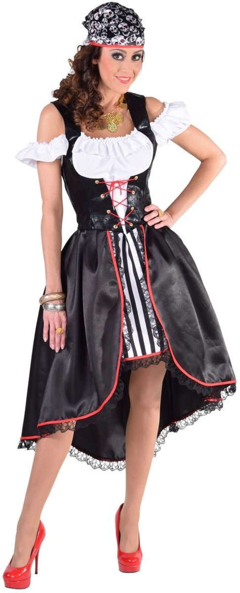 Piraat & Viking Kostuum | Grijnzende Schedels Piraat | Vrouw | Extra Small | Carnaval kostuum | Verkleedkleding